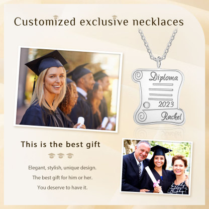 Graduation Gifts Personalised Name Diploma Necklace-Jessemade AU