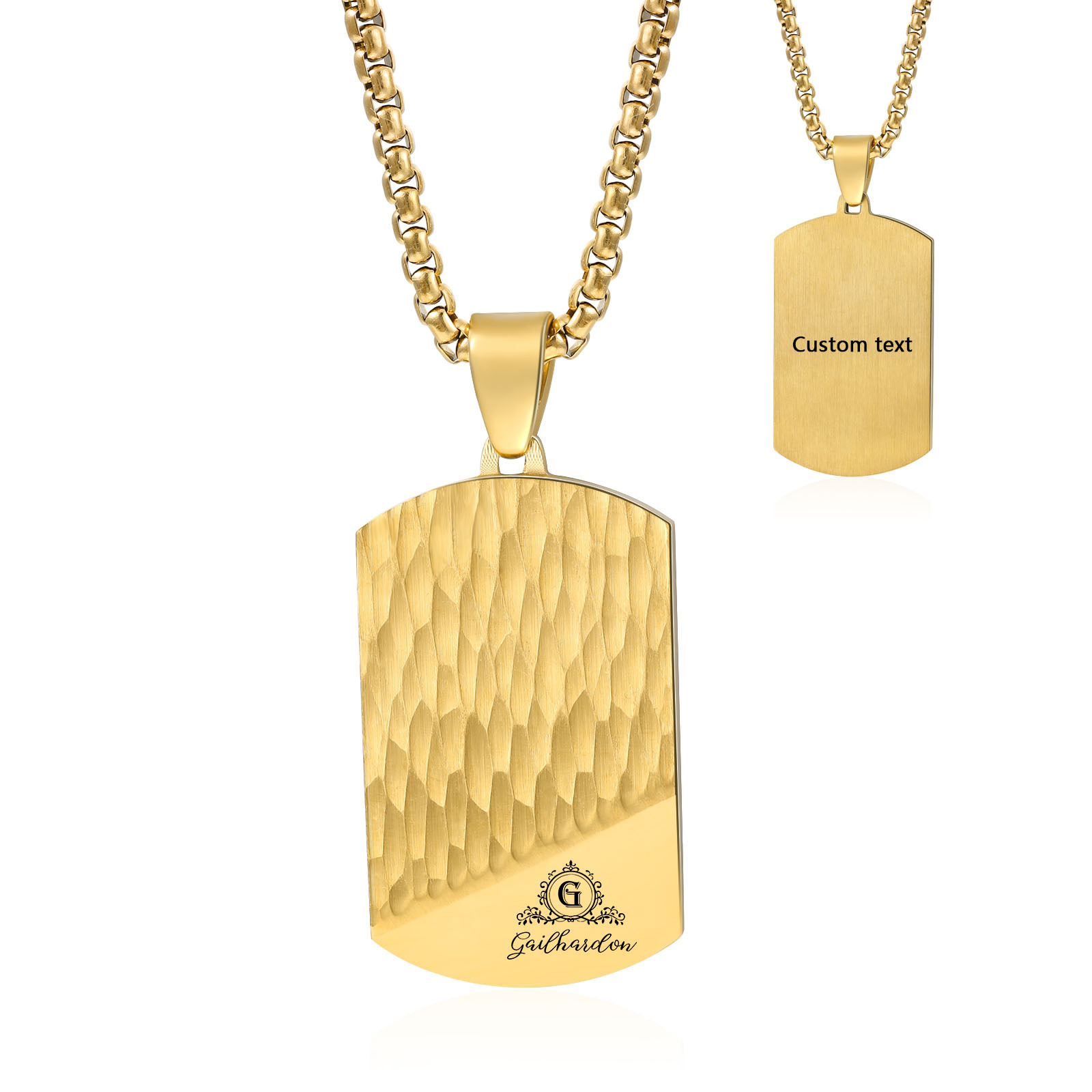 Personalised Men's Necklace Engraved Name & Letter & Text Dog Tag Necklace Stainless Steel Gift for Him-Jessemade AU