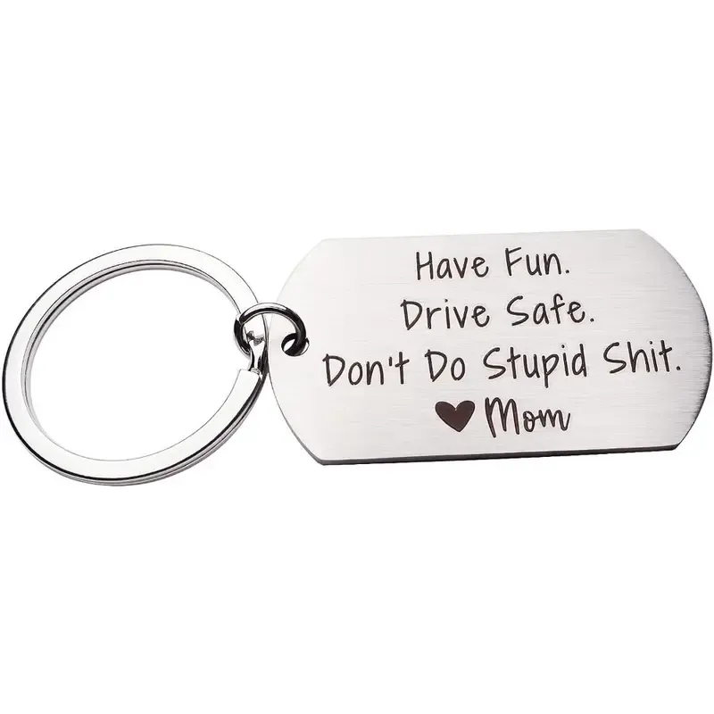 Drive Safe Don’t Do Stupid From Mom/Mum/Dad Funny Keychain for Kids-Jessemade AU