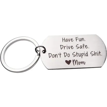 Drive Safe Don’t Do Stupid From Mom/Mum/Dad Funny Keychain for Kids-Jessemade AU