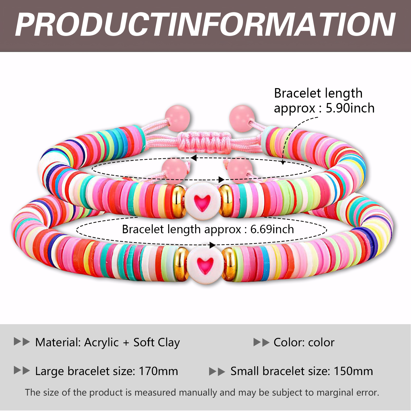 2 Pcs Bracelet Set Colourful Beaded Adjustable Bracelets with Message Card Gifts for Her - True Friendship Spans Time, Forever It Will Last-Jessemade AU