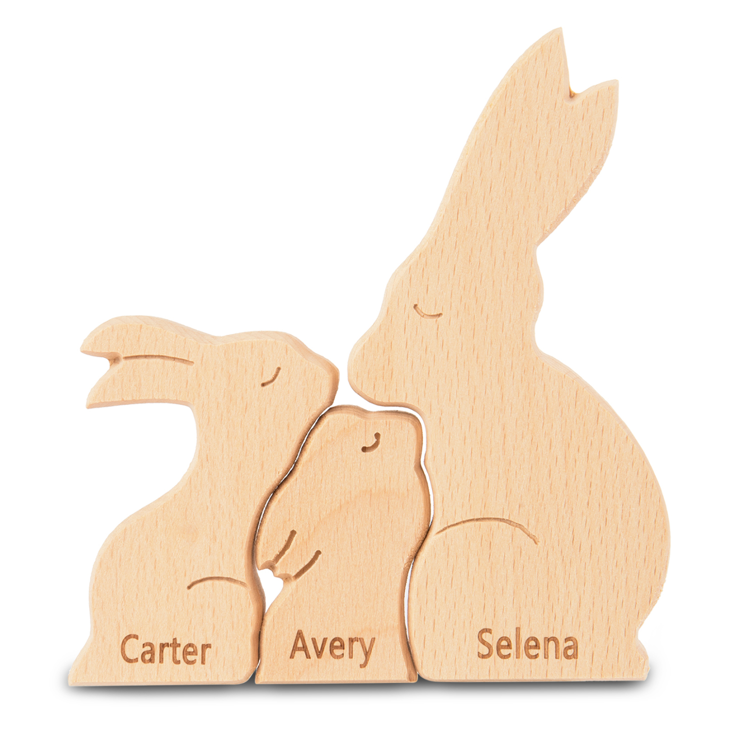 Personalised Wooden Animal Puzzle Custom 3 Names Puzzle Whale Bear Rabbit Hug Ornament Gifts for Family-Jessemade AU