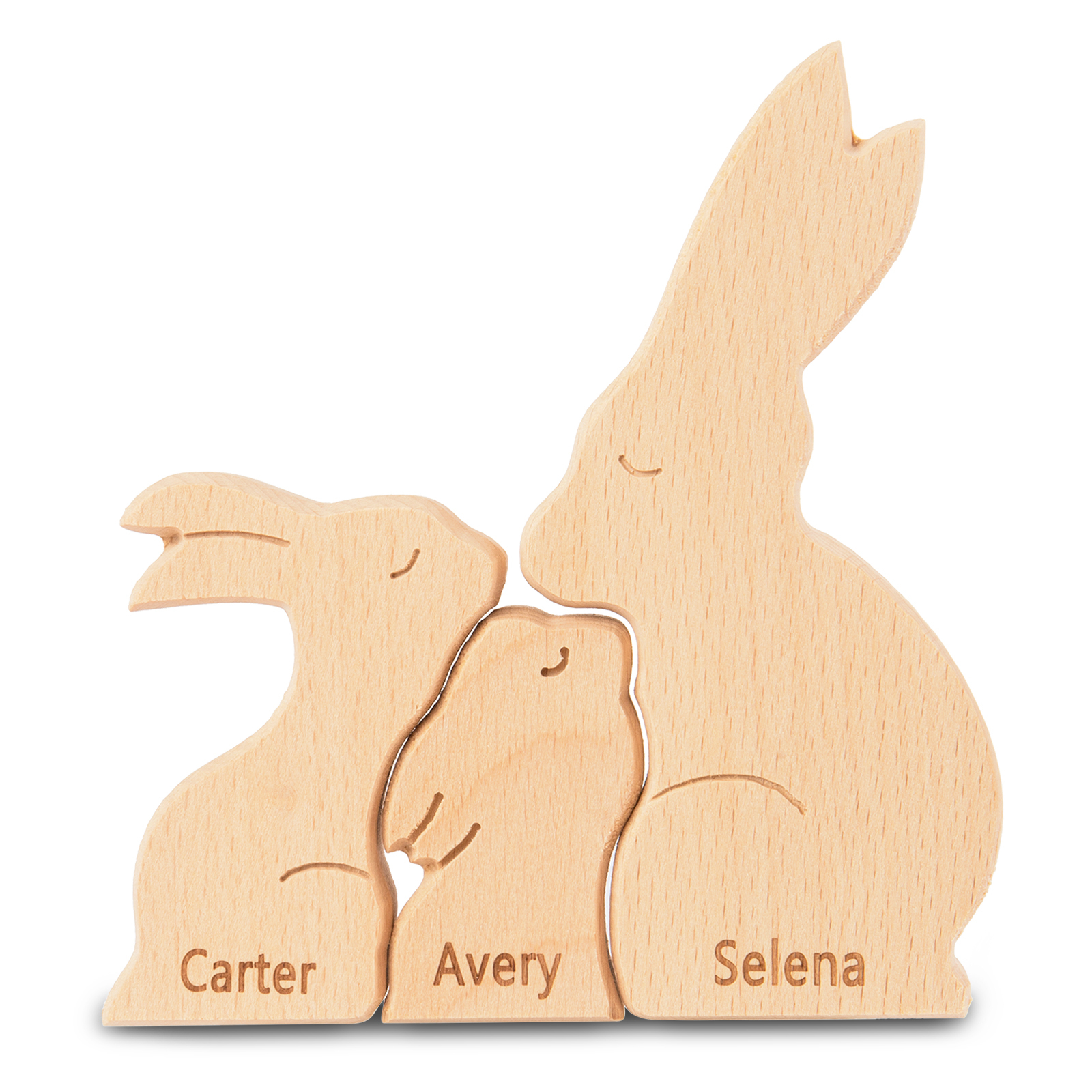 Personalised Wooden Animal Puzzle Custom 3 Names Puzzle Whale Bear Rabbit Hug Ornament Gifts for Family-Jessemade AU
