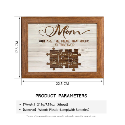 Personalised Puzzle Picture Frame With Light Custom 7 Names Home Decor - You are the piece that holds us together-Jessemade AU