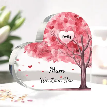 1 Name - Personalised Acrylic Heart Keepsake Custom Text Pink Tree Ornaments Gifts for Grandma/Mother-Jessemade AU