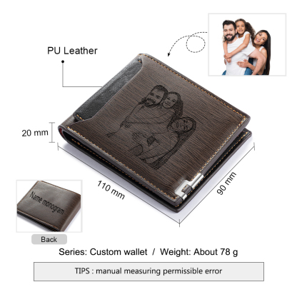 Men Photo Wallet Personalised Letter&Name Wallet Brown Colour with Photo Wallet Card Christmas Wallet Gift Set For Him