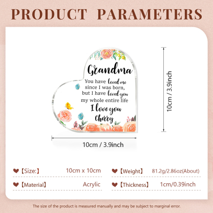 Personalised Acrylic Heart Keepsake with Name Heart Ornament Special Gift for Grandma-Jessemade AU