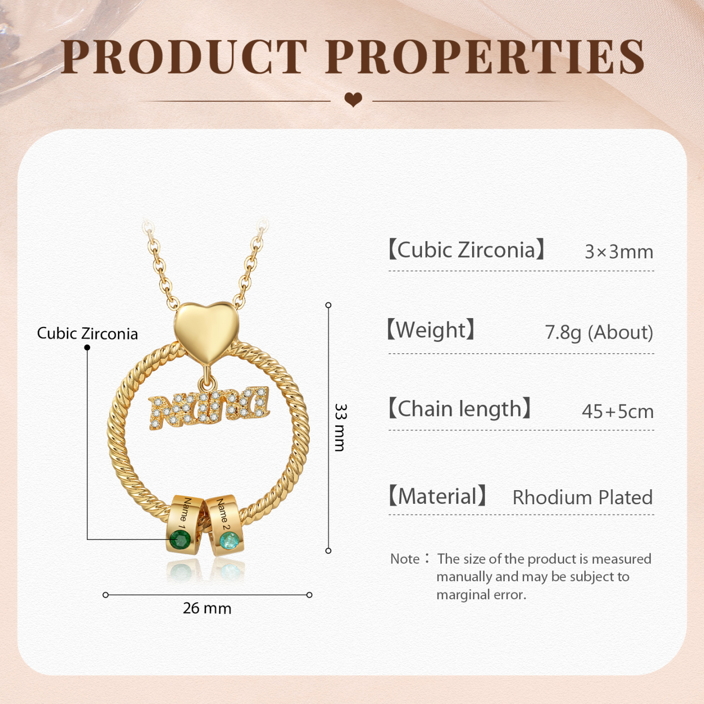 2 Names - Personalised Nana Necklace Custom Names & Birthstones Circle Pendant Necklace Gift for Grandma Nana-Jessemade AU