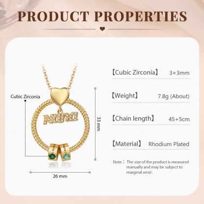 2 Names - Personalised Nana Necklace Custom Names & Birthstones Circle Pendant Necklace Gift for Grandma Nana-Jessemade AU