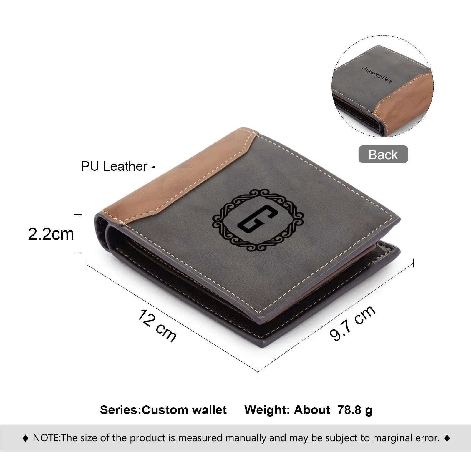 Personalised Leather Wallet Engraved Letter Short Purse Custom Folding Wallet Gifts For Women-Jessemade AU