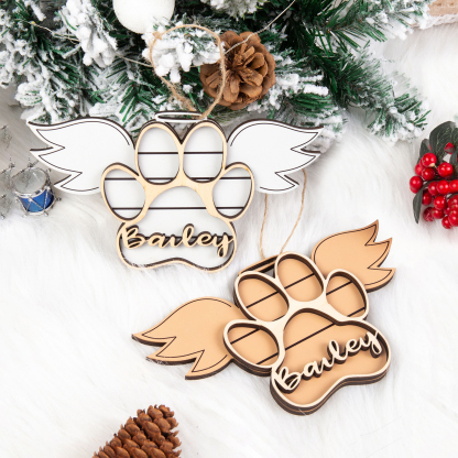 Personalised Dog Paw Christmas Ornament Angel Wings Hanging Ornament-Jessemade AU