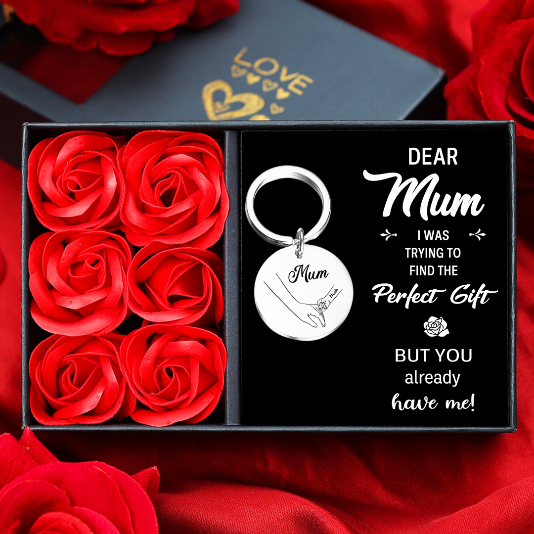 1 Name - Personalised Text Keychain Holding Hands Keychain Mother's Day Gifts For Grandma/Mother-Jessemade AU