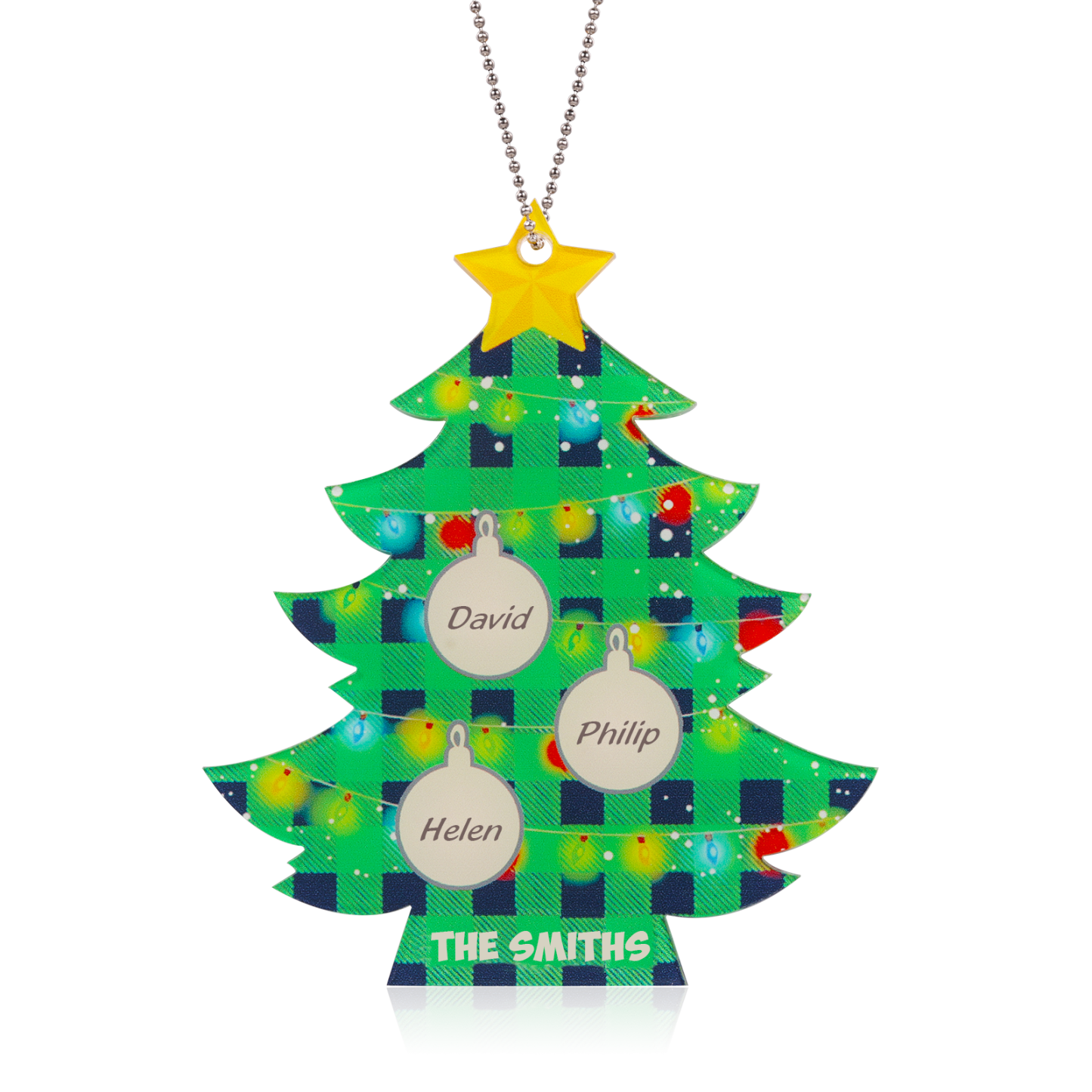 3 Names - Personalised Acrylic Christmas Tree Ornaments Customised Text & Name Xmas Pendant Gifts for Family Friends-Jessemade AU