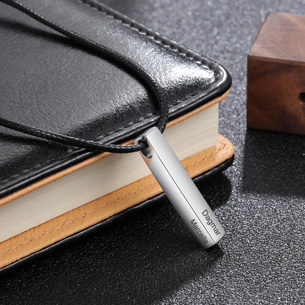 Engraved 3D Bar Necklace for Men Best Gift For Dad-Jessemade AU