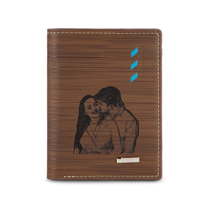 Personalised Leather Wallet Engraved Photo Folding Wallet Short Purse Love Gifts For Him-Jessemade AU