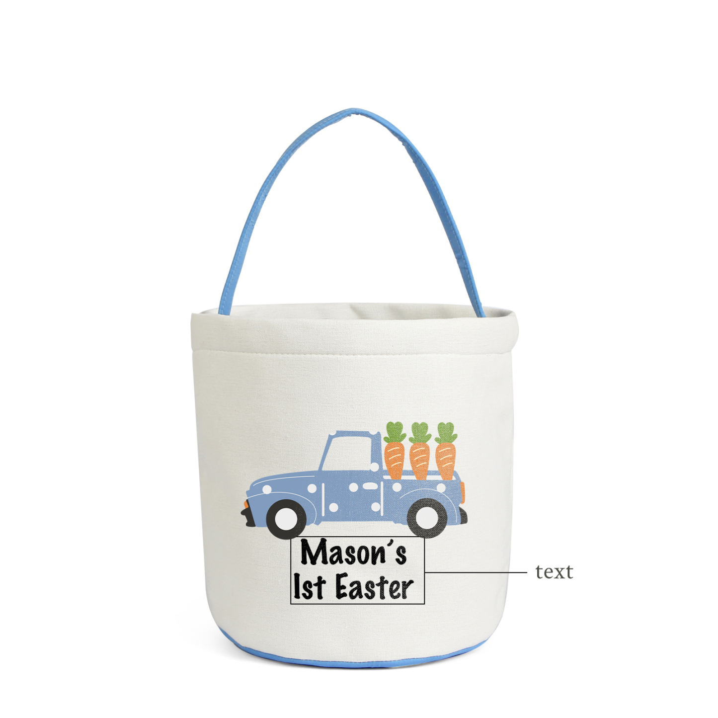 Easter Bunny Tote Bag Personalised Text Bucket Bag White Basket Gifts For Kids-Jessemade AU