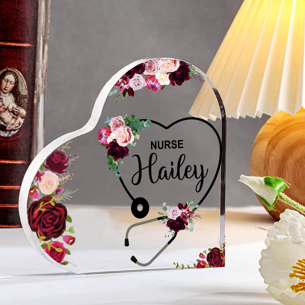 Personalised Acrylic Heart Keepsake, Custom Name Stethoscope Ornaments Gifts for Nurse-Jessemade AU