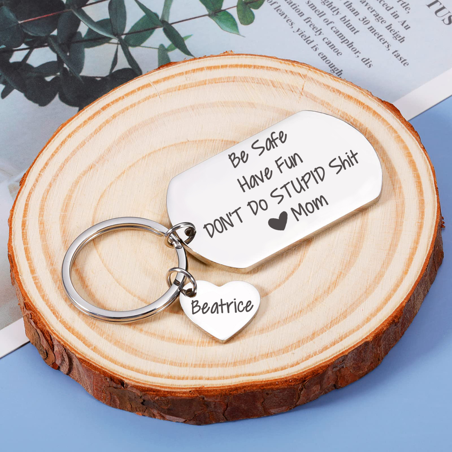 Don't Do Stupid Funny Keychain Custom Name Keyring Be Safe Have Fun Keychain Christmas Gift For Kids-Jessemade AU