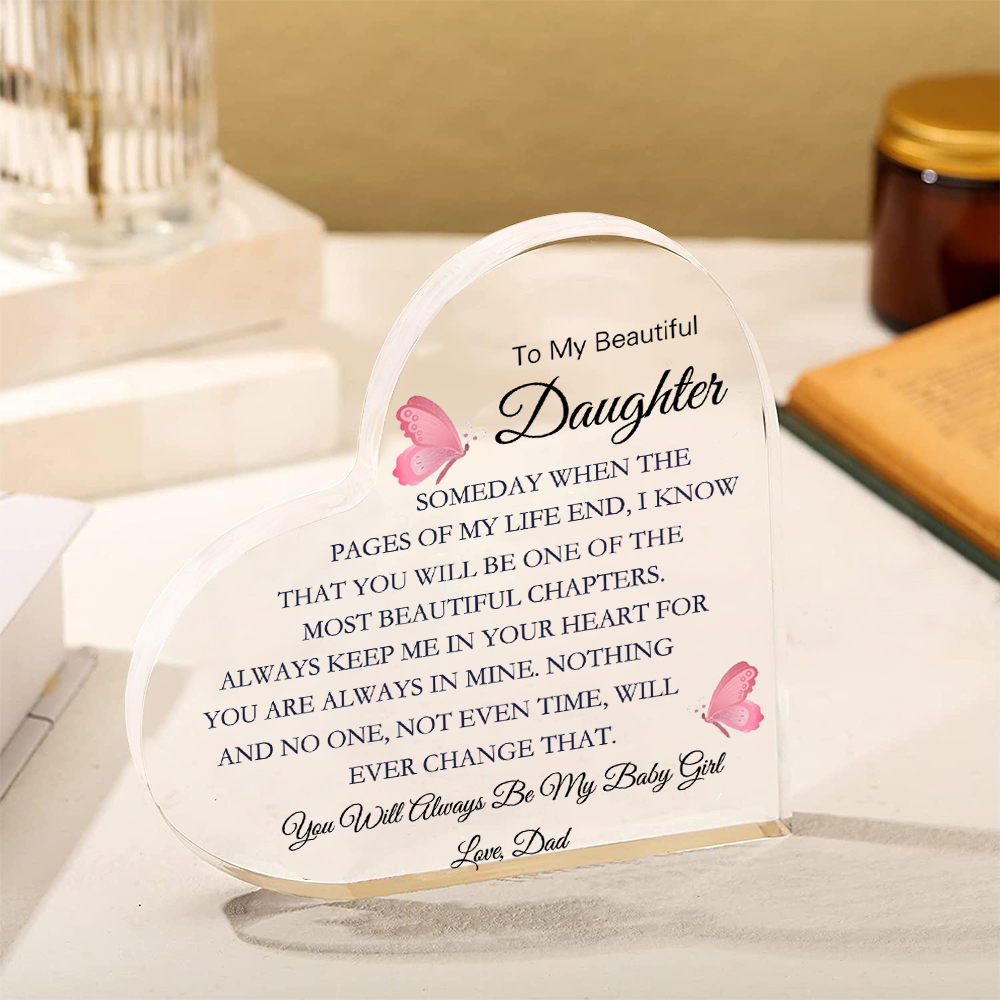 To My Daughter Acrylic Heart Keepsake Heart Ornament - You Will Always Be My Baby Girl-Jessemade AU