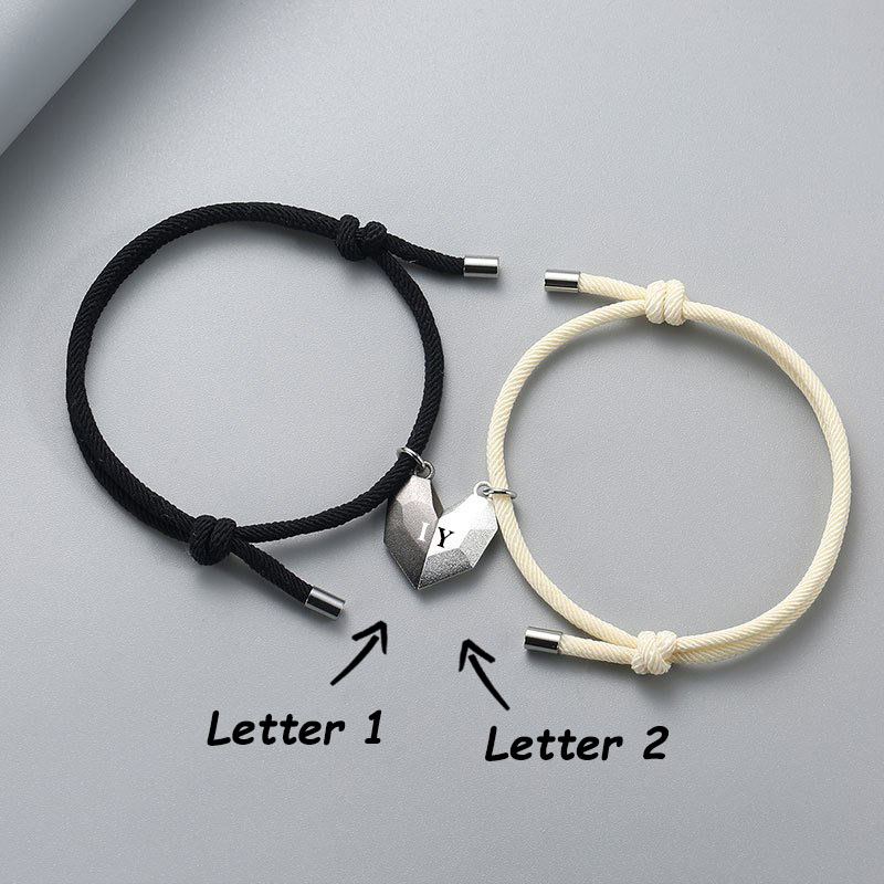 Personalised Couple Magnetic Bracelet Set Two Souls One Heart Matching Bracelet-Jessemade AU