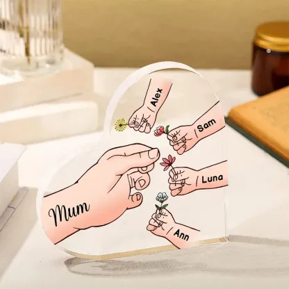 5 Names - Personalised Acrylic Heart Keepsake Handing Flowers to Mother Ornaments Gifts for Grandma/Mother-Jessemade AU