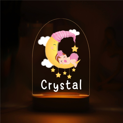 Personalised Sleeping Baby Night Light Custom Name LED Lamp Baby Gift for Kids-Jessemade AU