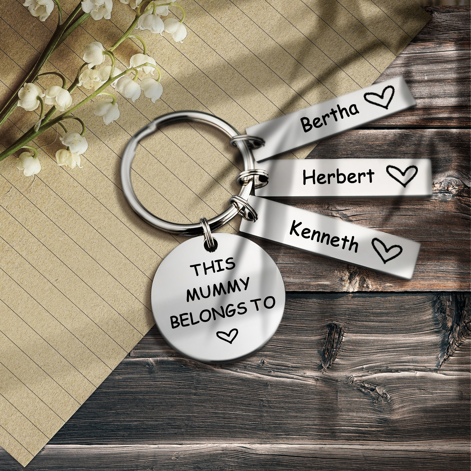 3 Names - Personalised Name Keychain Stainless Steel Keychain Special Gift for Mummy/Dad-Jessemade AU