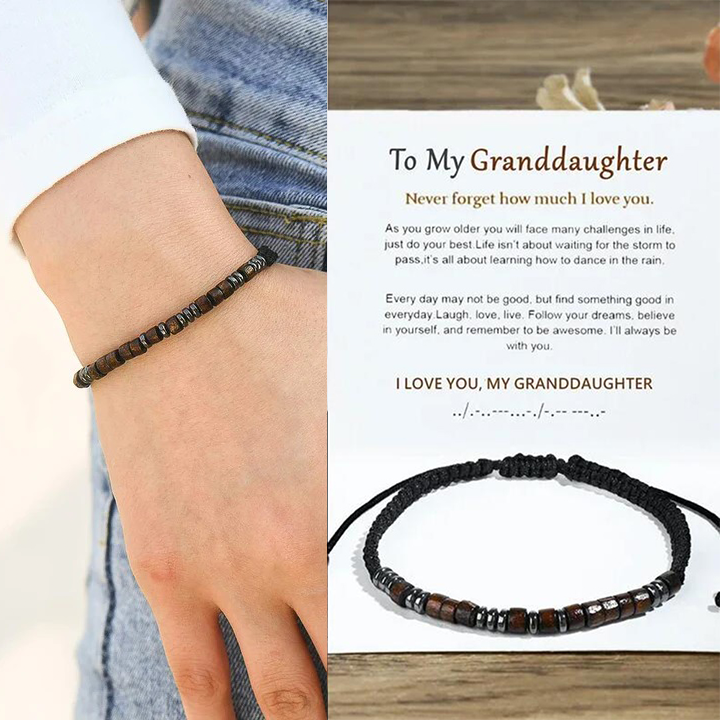 To My Granddaughter I Love You Morse Code Bracelet with Gift Box-Jessemade AU