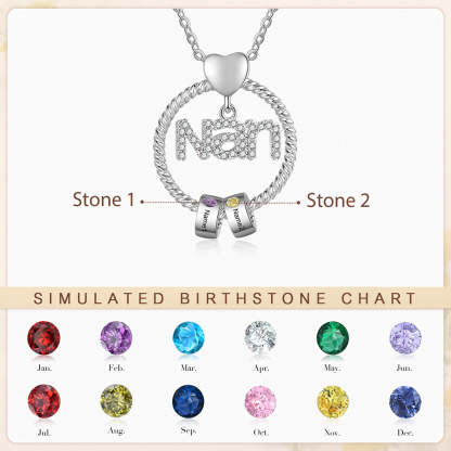 2 Names - Personalised Nan Necklace Custom 2 Names 2 Birthstones Circle Pendant Necklace Christmas Gift for Grandma Nana-Jessemade AU