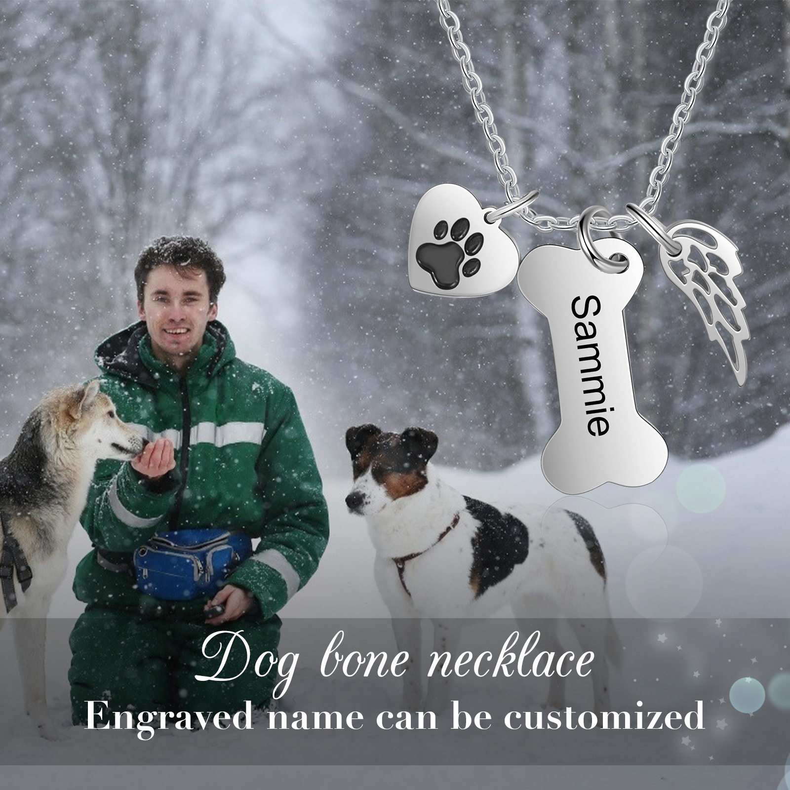Jessemade Personalised Dog Bone 1 Name Necklace-Jessemade AU