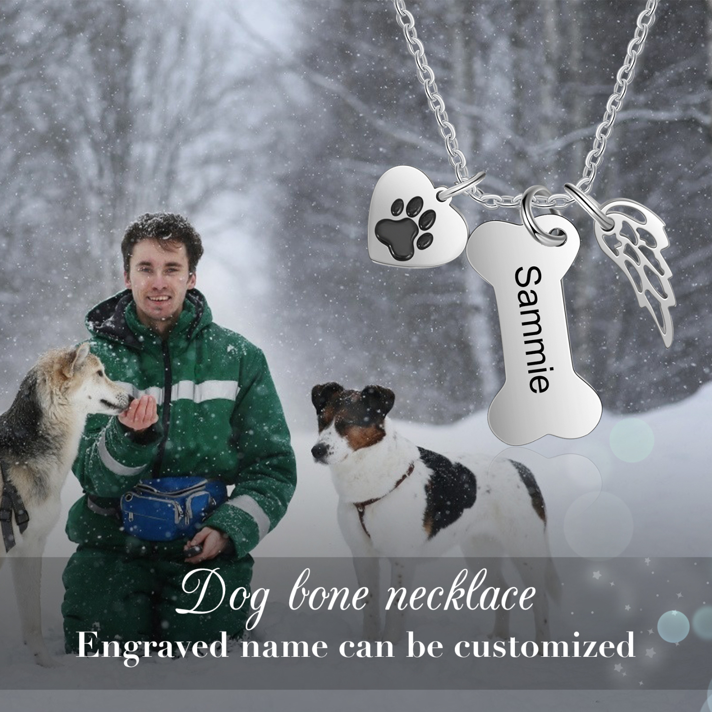 Jessemade Personalised Dog Bone 1 Name Necklace-Jessemade AU