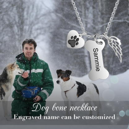Jessemade Personalised Dog Bone 1 Name Necklace-Jessemade AU