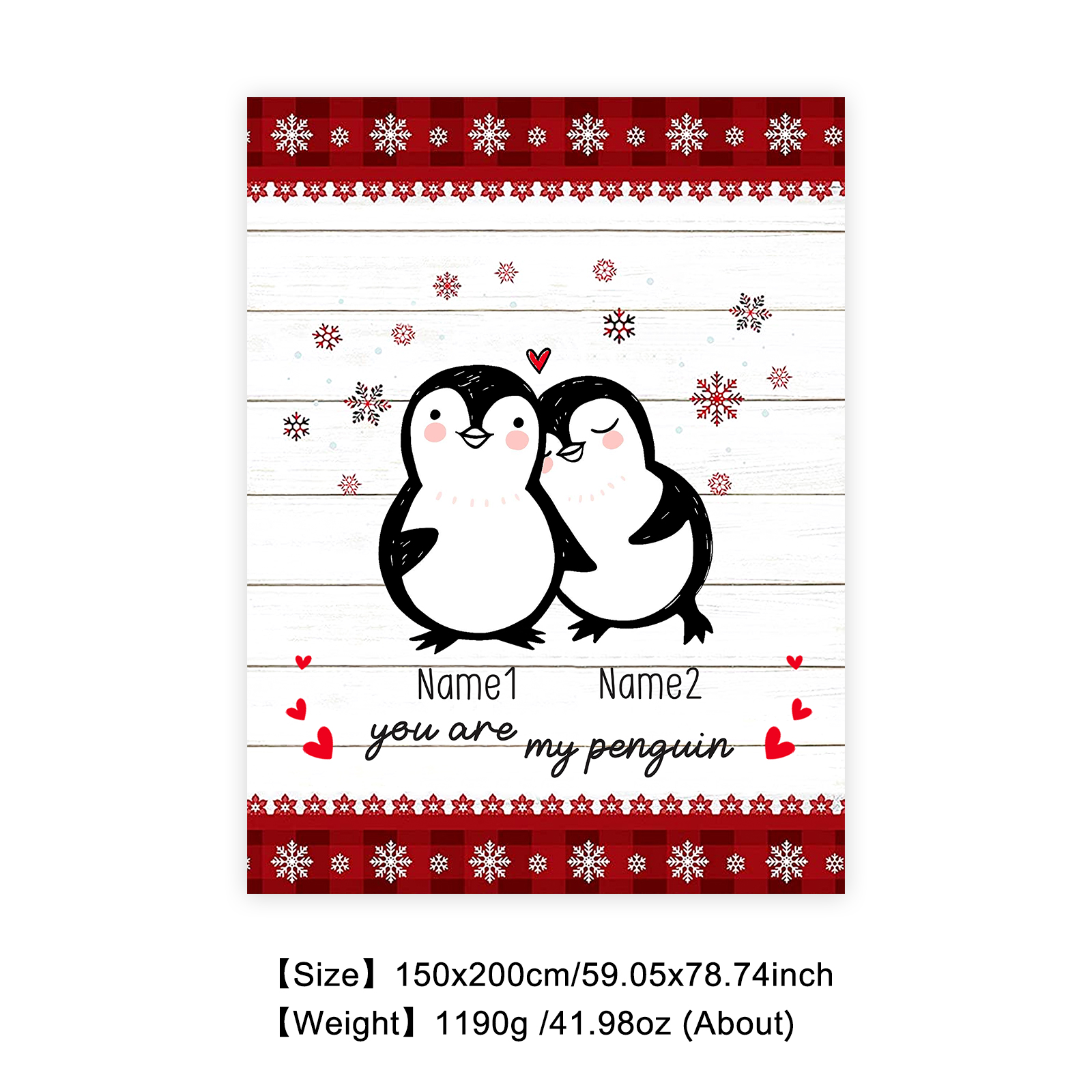 Personalised Couple Penguin Blanket Custom Name You Are My Penguin Blanket-Jessemade AU