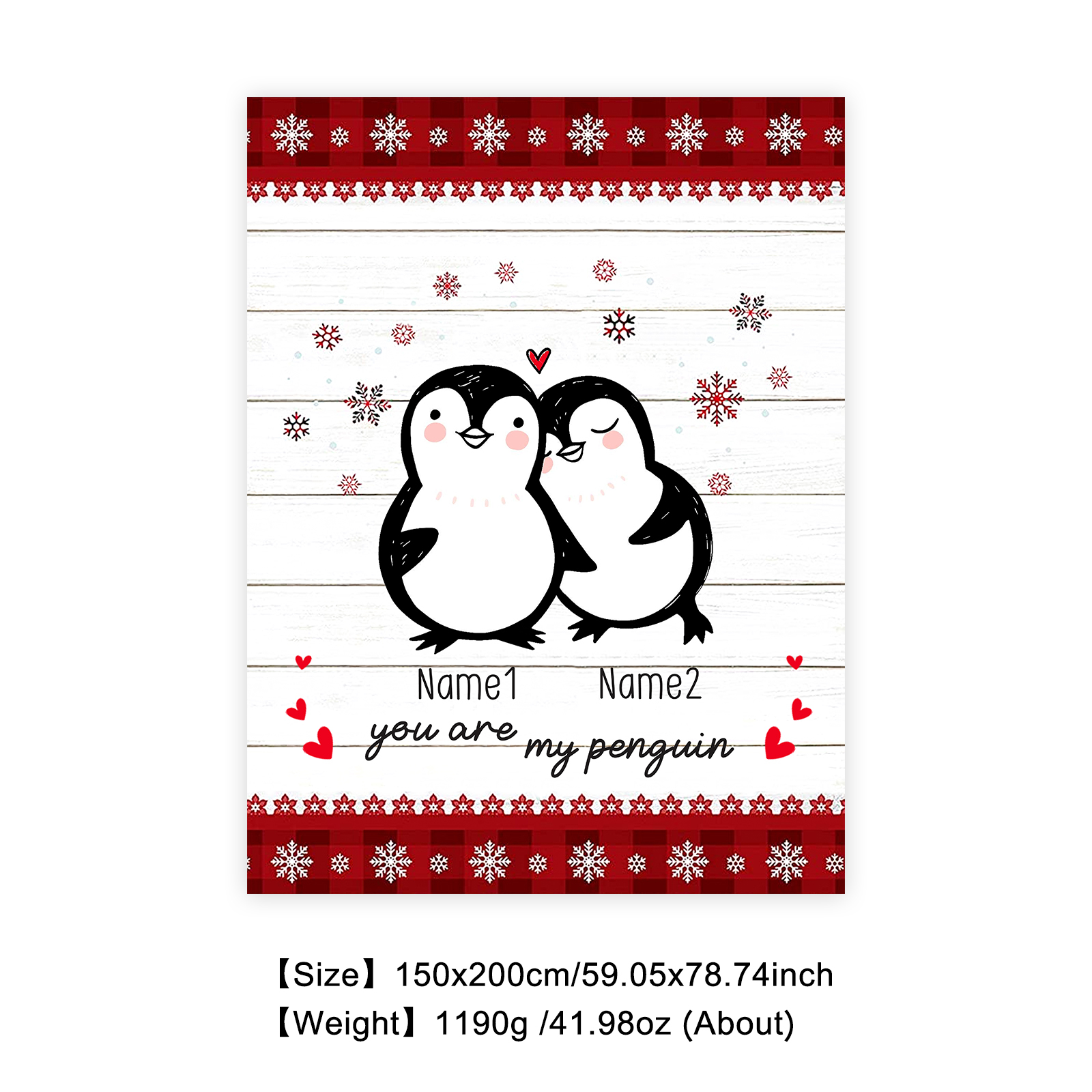 Personalised Couple Penguin Blanket Custom Name You Are My Penguin Blanket-Jessemade AU