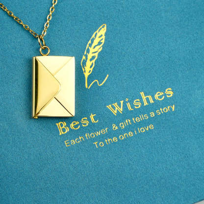 Personalised Envelope Locket Necklace Engrave Secret Love Letter Necklace Romantic Gifts-Jessemade AU