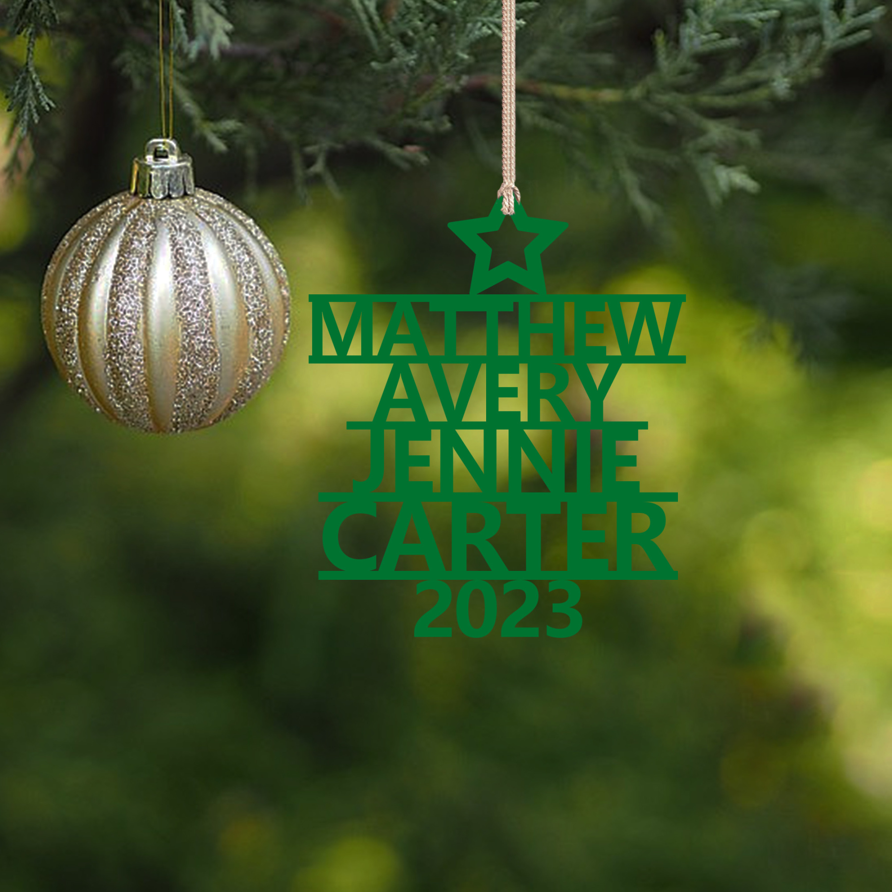 4 Names - Personalised Christmas Tree Ornaments Customised Name Xmas Wooden Decor Gifts for Family Friends-Jessemade AU