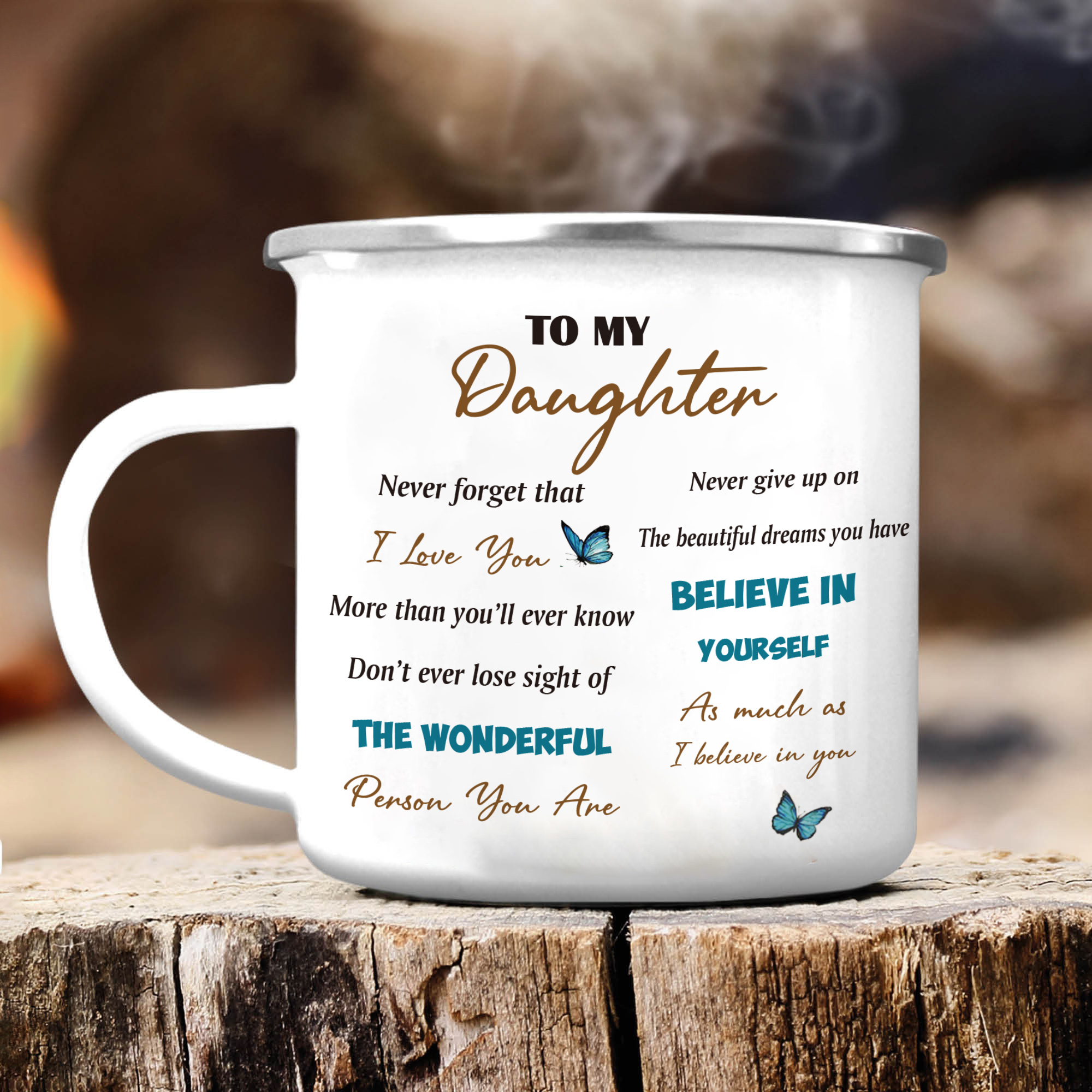 To My Daughter Enamel Mug Mom to Daughter Sunflowers Cup - Never Forget That I Love You-Jessemade AU