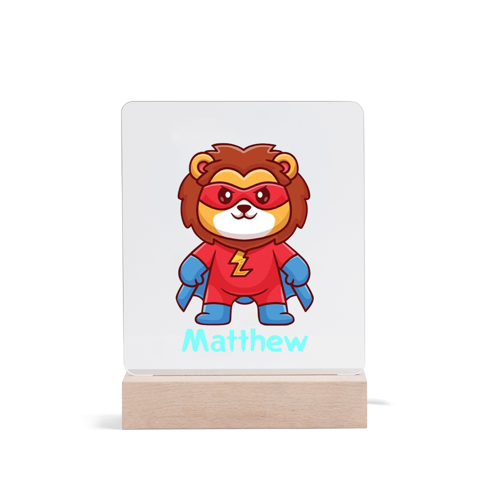 Cute Lion LED Night Light Animal Night Lamp Personalised Name Night Light Gifts For Kids-Jessemade AU