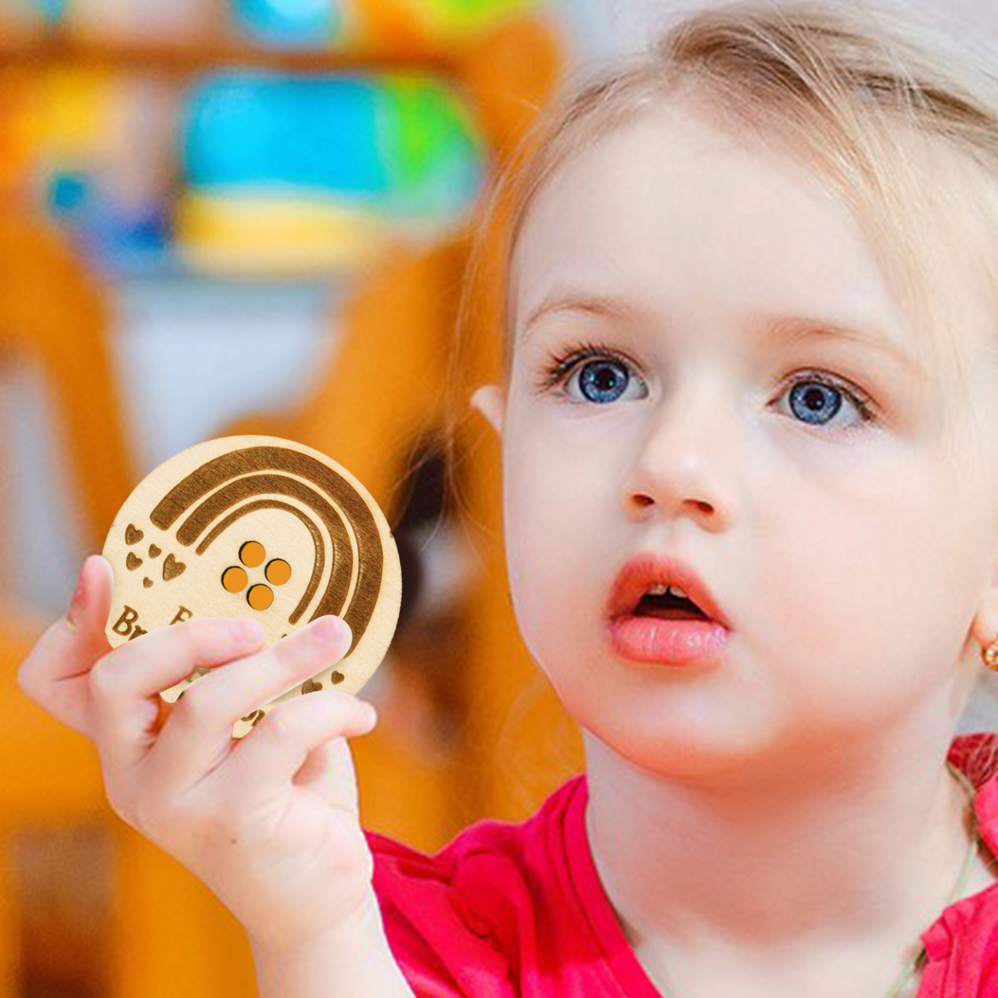 Children Brave Buttons Rainbow Heart Buttons Custom A Name Back to School Gifts for Kids-Jessemade AU