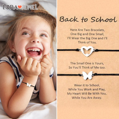 2 Pcs Back To School Butterfly Bracelet Set, Adjustable Bracelets Gift With Gift Card Set For Kids-Jessemade AU