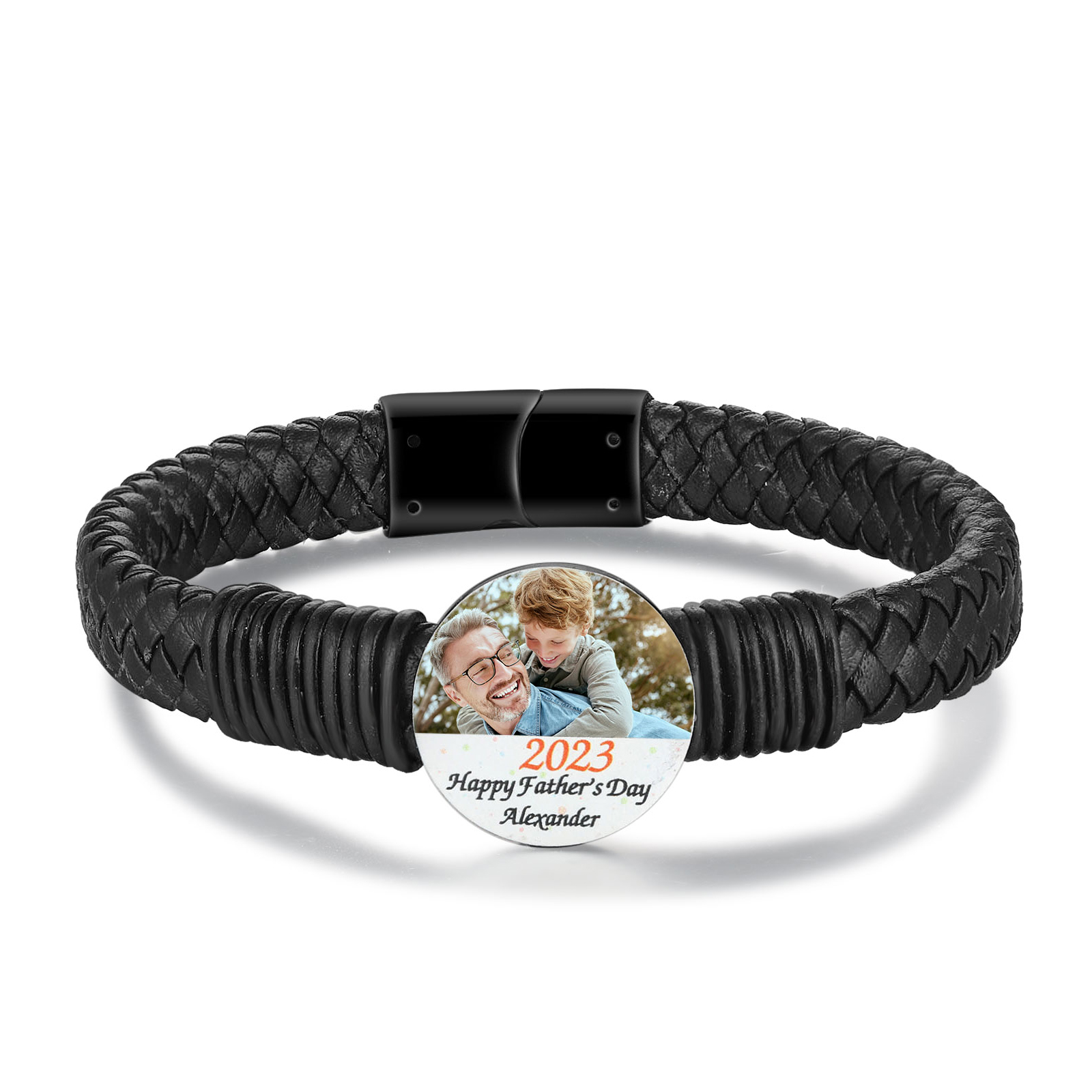 Mens Leather Bracelet Custom Photo Bracelet for Him-Jessemade AU