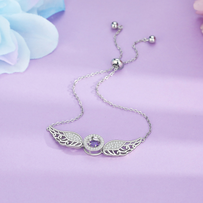 Personalised Angel Wings Bracelet with Birthstone Women's Bracelet-Jessemade AU