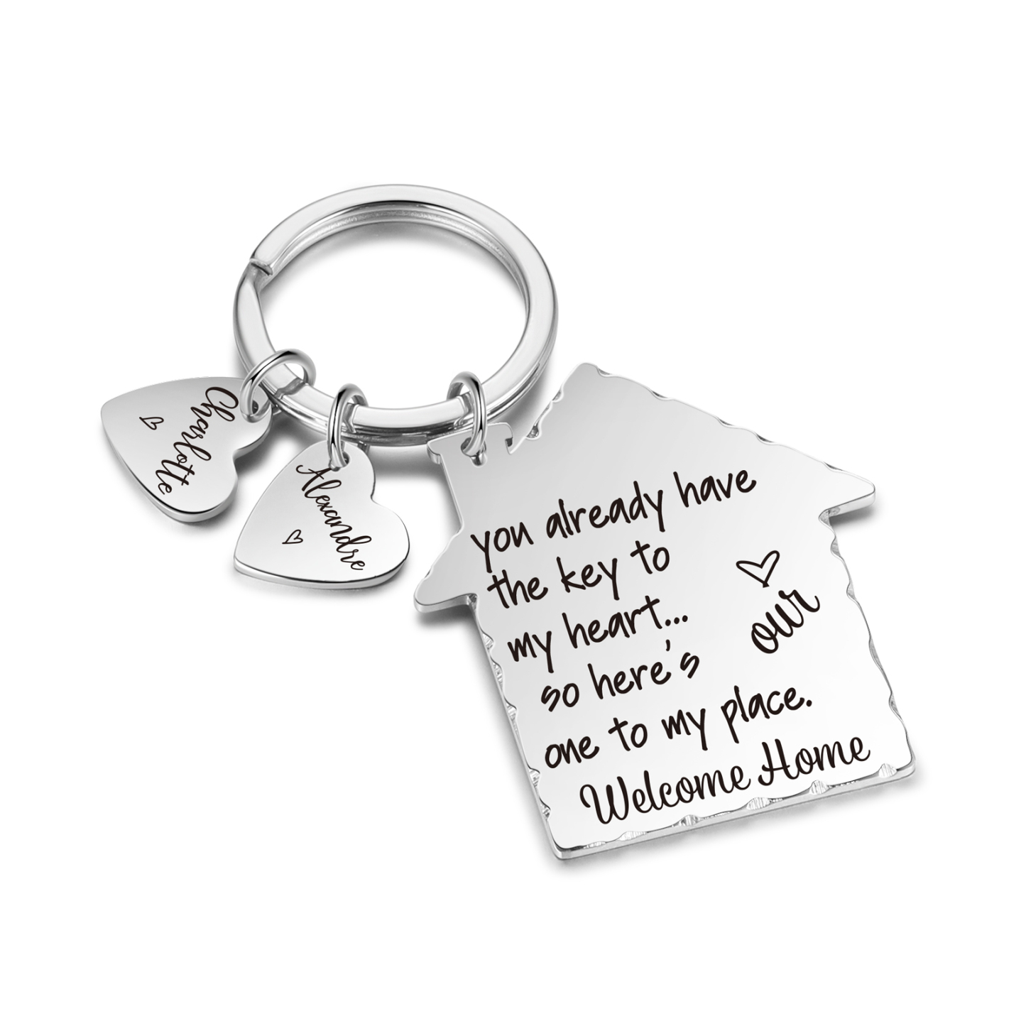 New Home Keychain Custom 2 Names Keyring Stainless Steel Personalised Gift for Couples-Jessemade AU