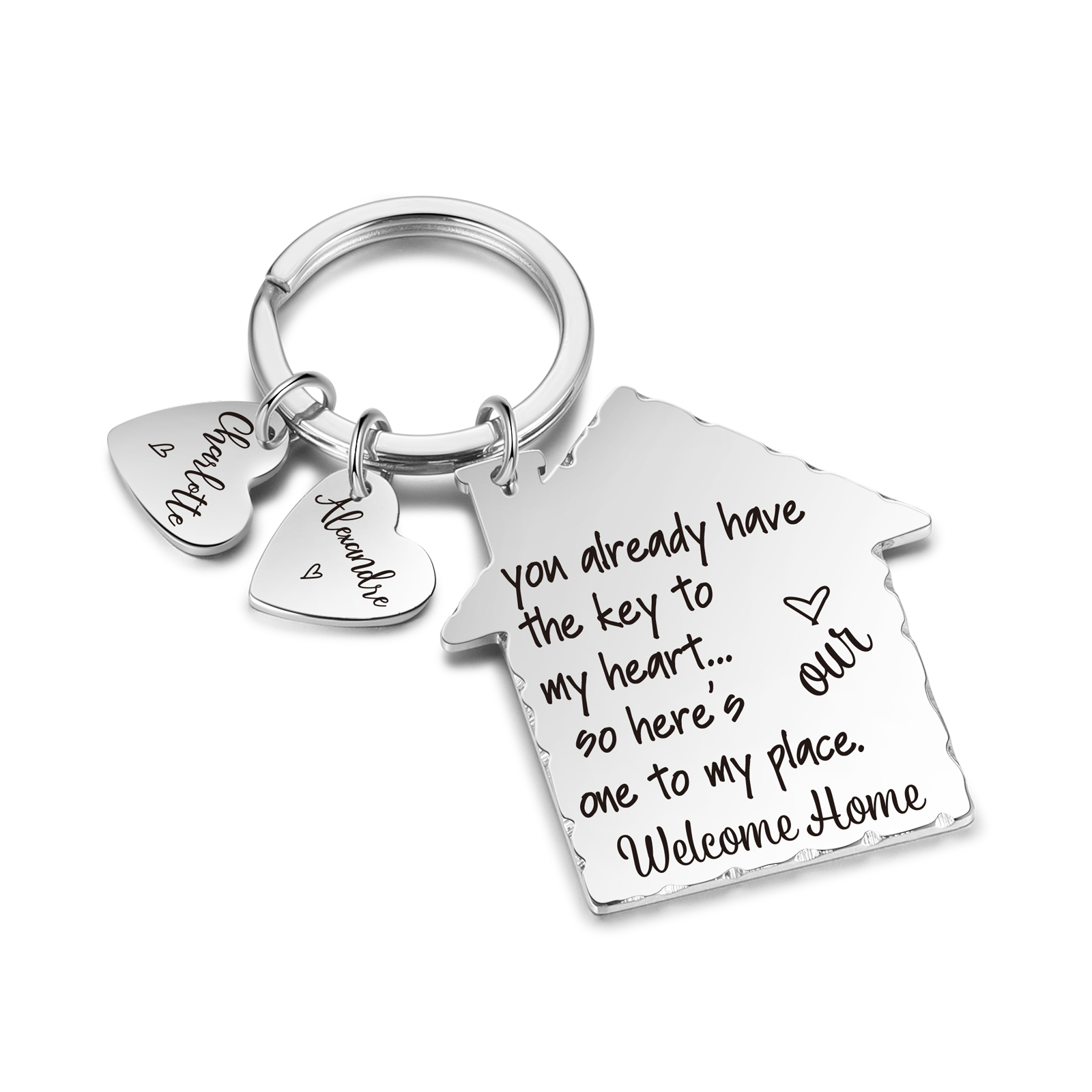 New Home Keychain Custom 2 Names Keyring Stainless Steel Personalised Gift for Couples-Jessemade AU
