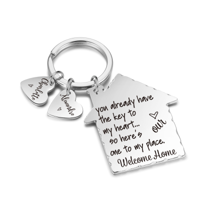 New Home Keychain Custom 2 Names Keyring Stainless Steel Personalised Gift for Couples-Jessemade AU