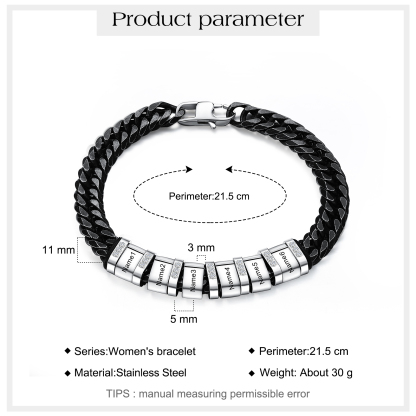 Personalised Black Stainless Steel Bracelet Custom 6 Names Men's Women's Bracelets For Couple-Jessemade AU