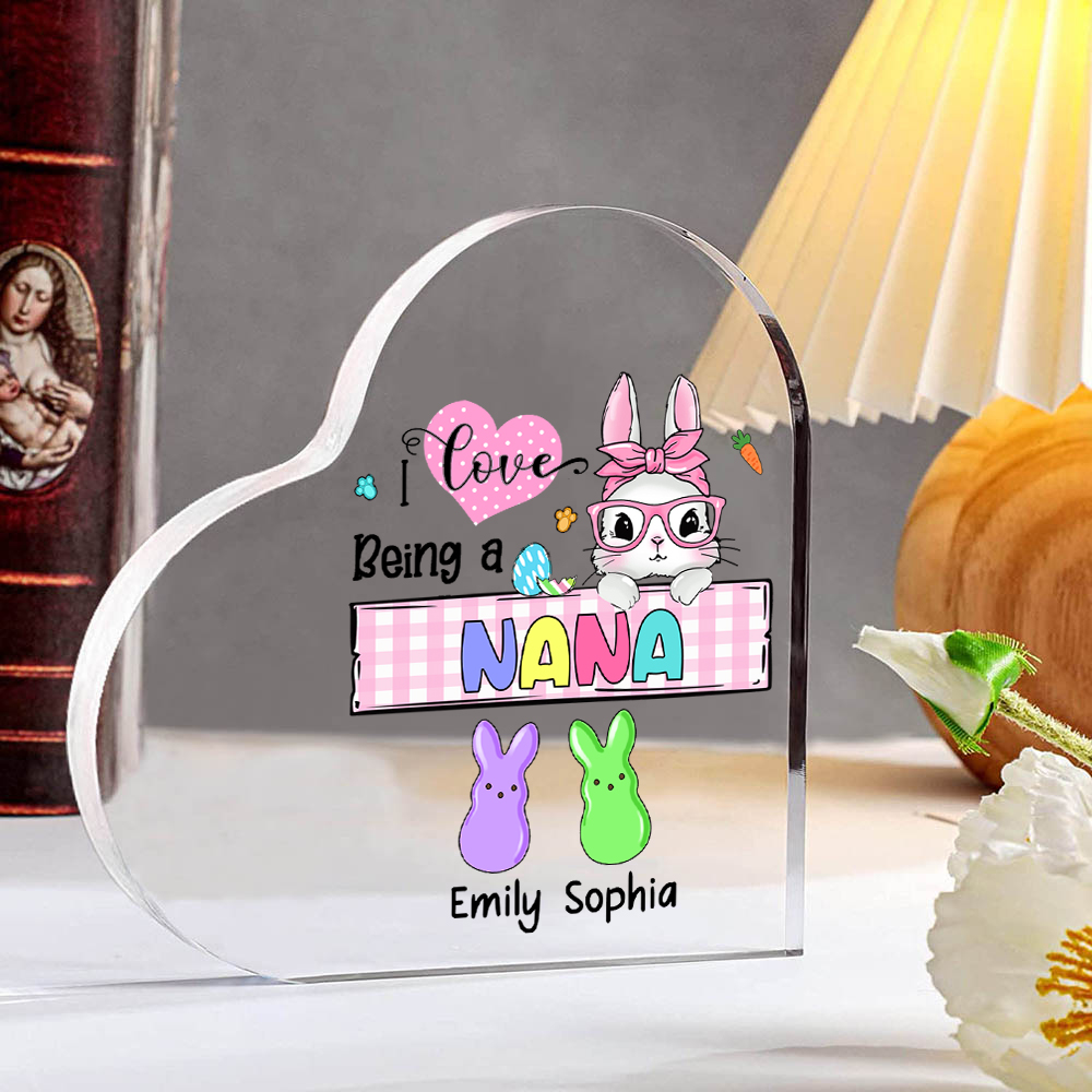 3 Names - Personalised Acrylic Heart Keepsake Custom Names Bunny Ornaments Gifts for Grandma/Mother-Jessemade AU