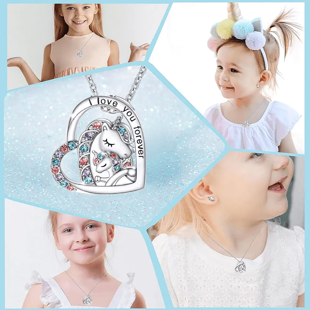 To My Granddaughter Heart Unicorn Necklace "I Love You Forever"-Jessemade AU
