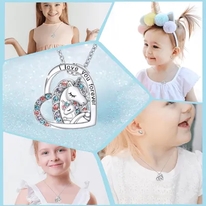 To My Granddaughter Heart Unicorn Necklace "I Love You Forever"-Jessemade AU