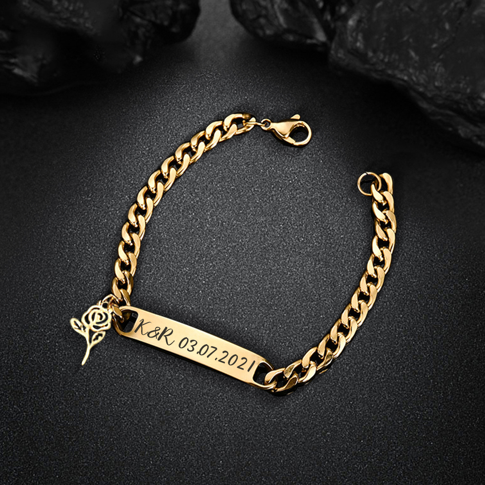 Personalised Name Bracelet Rose Bracelet Customised Child Bracelet Baby Gift-Jessemade AU